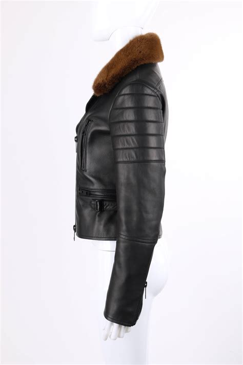 burberry prorsum mink collar leather bomber|Burberry Prorsum Leather & Mink Motorcyle Jacket .